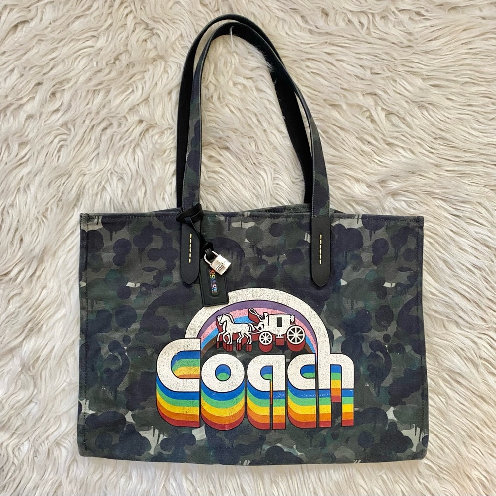 Coach Camo Rainbow Canvas Tote bag